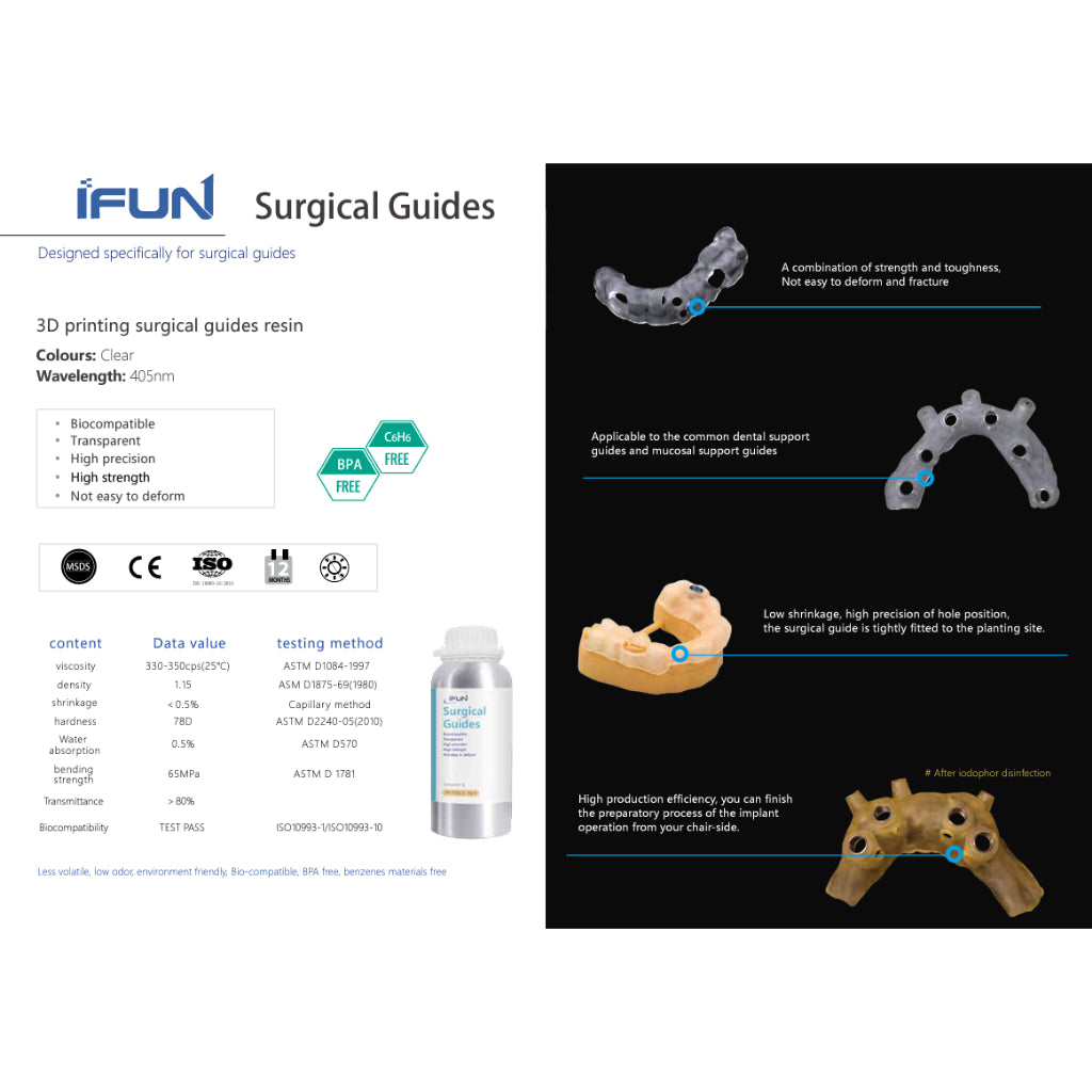 500g iFun Surgical Guide Resin Biocompatible dental 3D printing resin