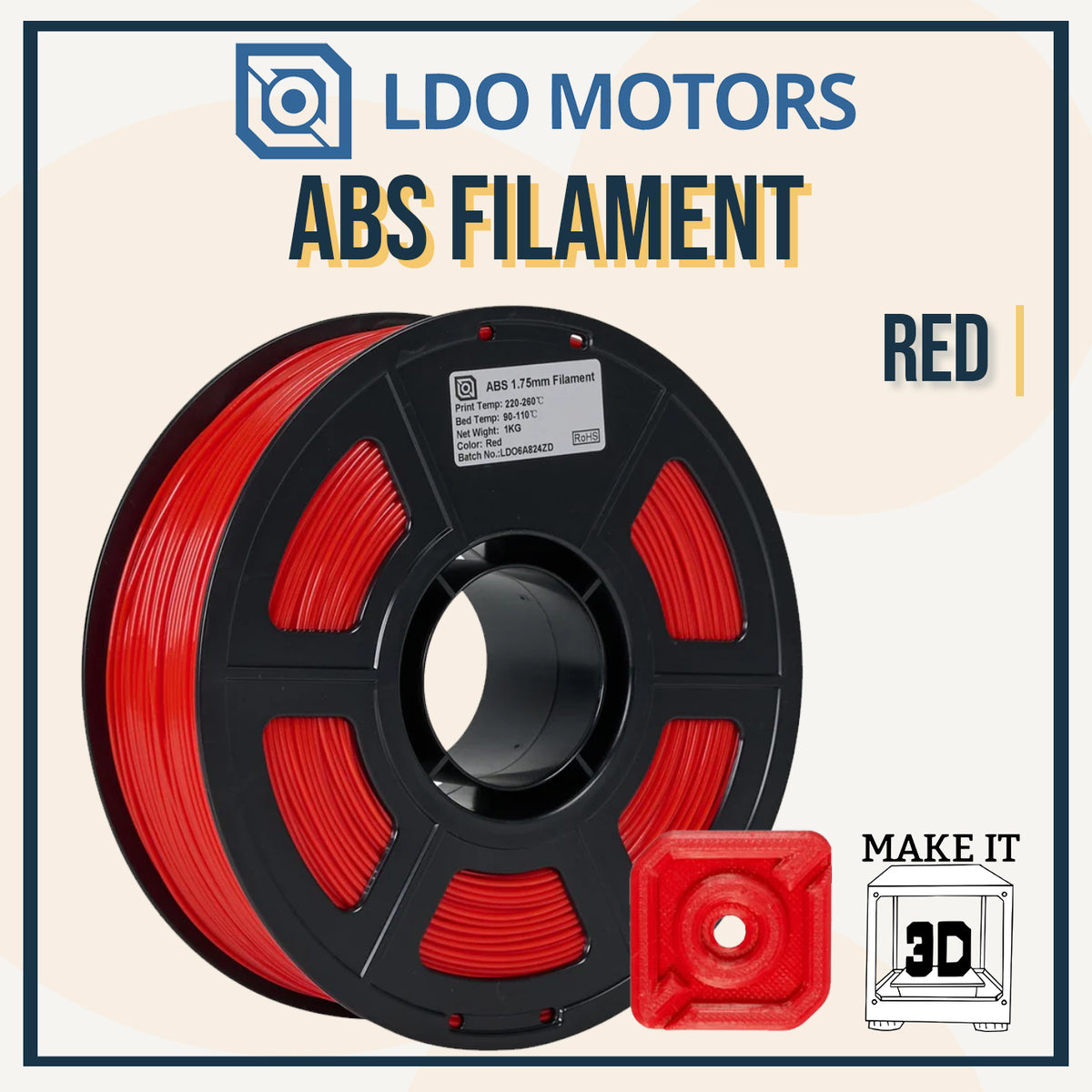 LDO Motors ABS filament 1kg 1.75mm High quality 3D printing Filament