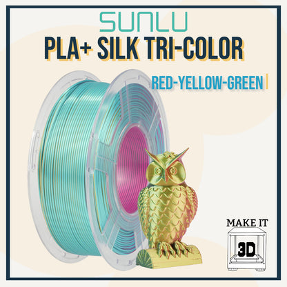 SUNLU PLA+ Silk Tri-Color Rainbow Filament 1.75mm 1kg 3D Printing Filament