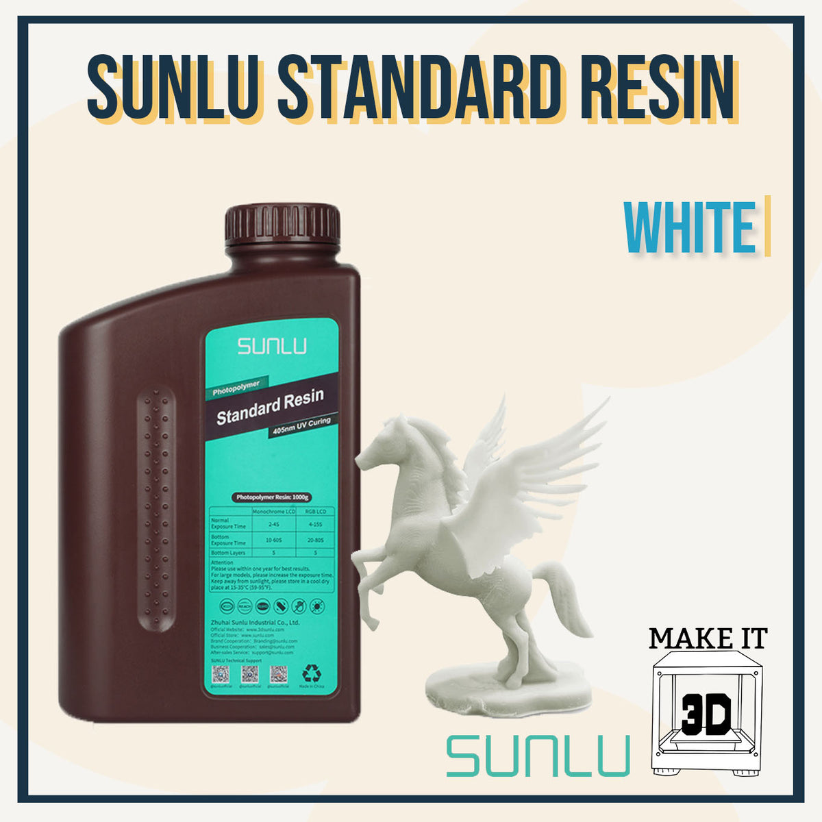 SUNLU Resin 1kg ABS-Like 3D Printing Resin 3D Printer UV Resin 405nm