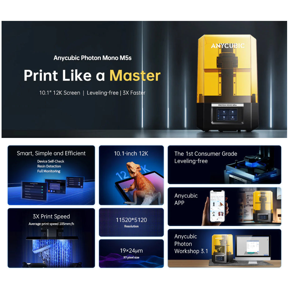 ANYCUBIC Photon Mono M5S 12k Leveling-free Resin mSLA 3D Printer