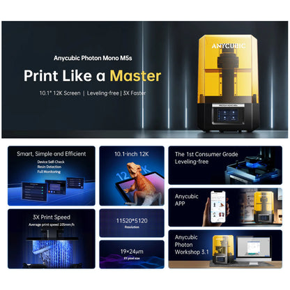 ANYCUBIC Photon Mono M5S 12k Leveling-free Resin mSLA 3D Printer