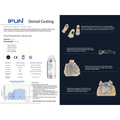 500g iFun Dental Casting Resin Castable dental 3D Printing Resin