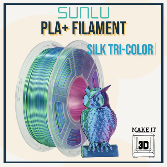SUNLU PLA+ Silk Tri-Color Rainbow Filament 1.75mm 1kg 3D Printing Filament