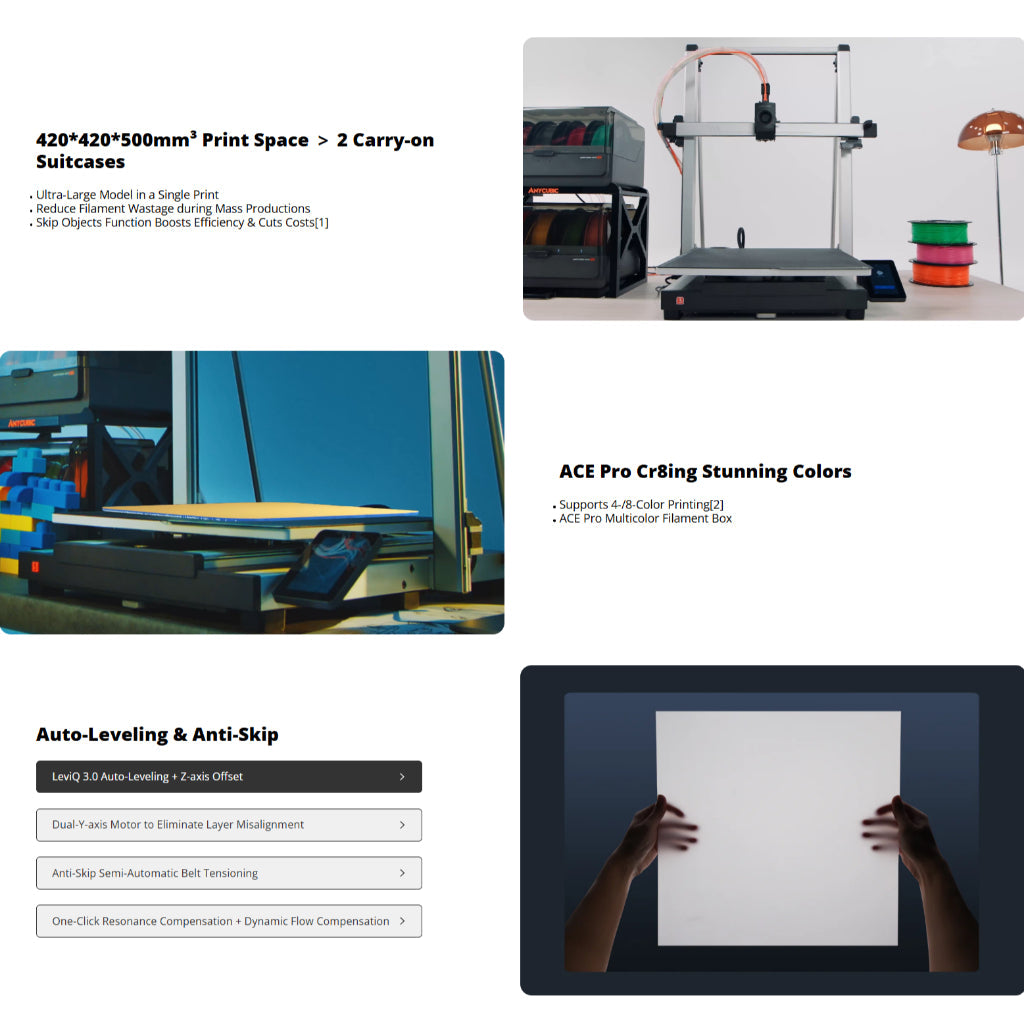 Anycubic Kobra 3 Max Combo large format FDM multi color 3D printer with built-in filament dryer