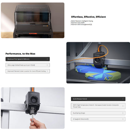 Anycubic Kobra 3 Max Combo large format FDM multi color 3D printer with built-in filament dryer