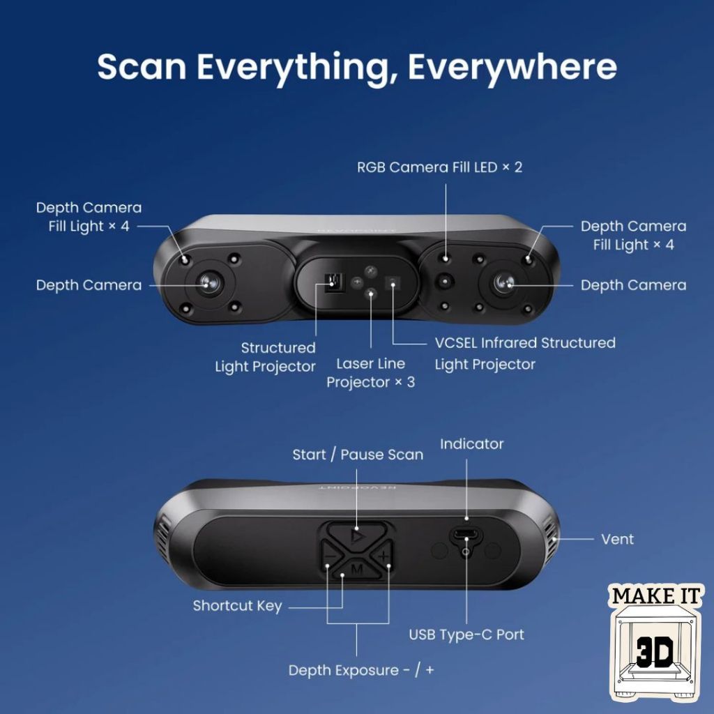 Revopoint POP 4 5-in-1 3D Scanner with Blue Laser and Infrared Light